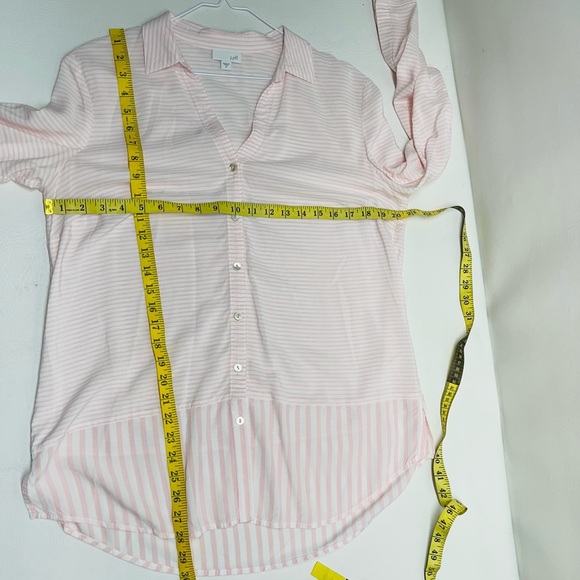 J.Jill pink striped tunic top size M long sleeves button down - Picture 5 of 6